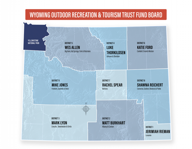 Map of ORTTF Board Members in their associated Districts